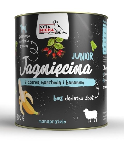 SYTA MICHA SYTA MICHA mokra karma dla szczeniąt jagnięcina z czarną marchwią i bananem 800g