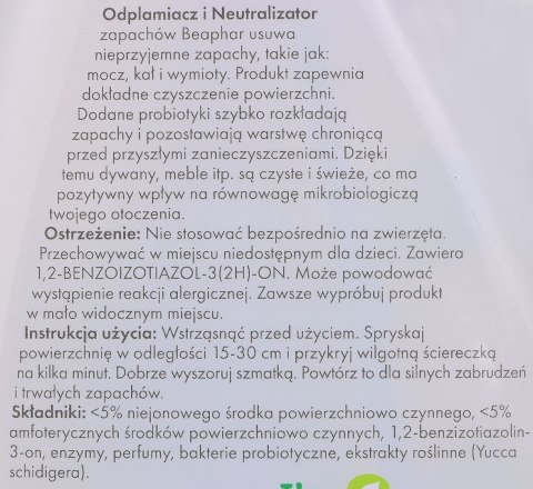 Beaphar BEAPHAR - odplamiacz i neutralizator zapachów - 500ml Beaphar BEAPHAR - odplamiacz i neutralizator zapachów - 500ml