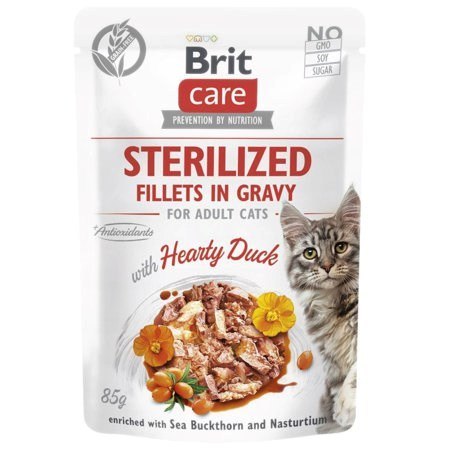 Brit BRIT Care Cat Sterilized Hearty Duck Pouch - mokra karma dla kota - 85 g