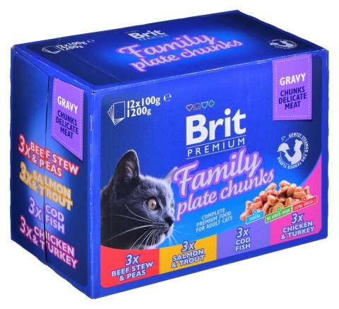 Brit BRIT Cat Pouches Family Plate - mokra karma dla kota - 12 x 100g