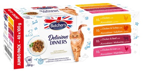 Butcher's BUTCHER'S Delicious Dinners Jumbo Pack - mokra karma dla kota - 40x100 g