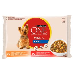 PURINA NESTLE PURINA One Mini Adult Kurczak, wołowina - mokra karma dla psa - 4x100 g