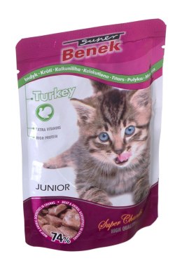 Super Benek CERTECH Super Benek Junior saszetka dla kota z kawałkami indyka w sosie 100g