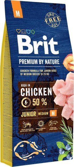 Brit BRIT PREMIUM BY NATURE Junior M - sucha karma dla szczeniąt średnich ras - 15 kg