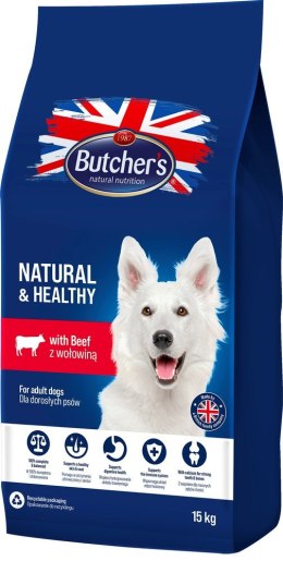 Butcher's Butcher's Natural&Healthy z wołowiną - sucha karma dla psa - 15 kg