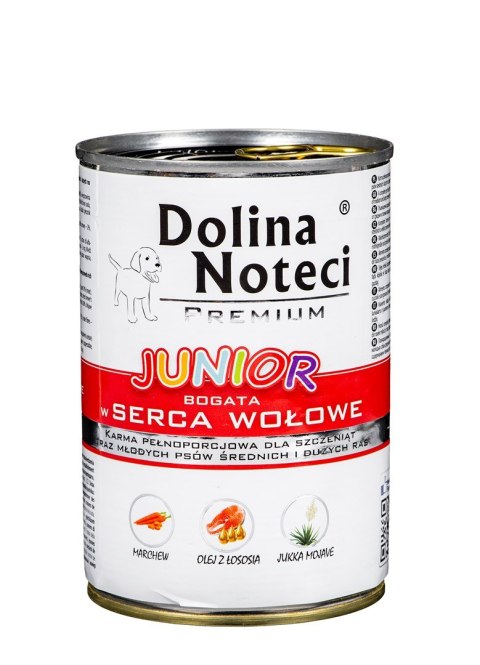 DOLINA NOTECI DOLINA NOTECI Premium Junior bogata w serca wołowe - mokra karma dla szczeniąt ras średnich i dużych - 400 g