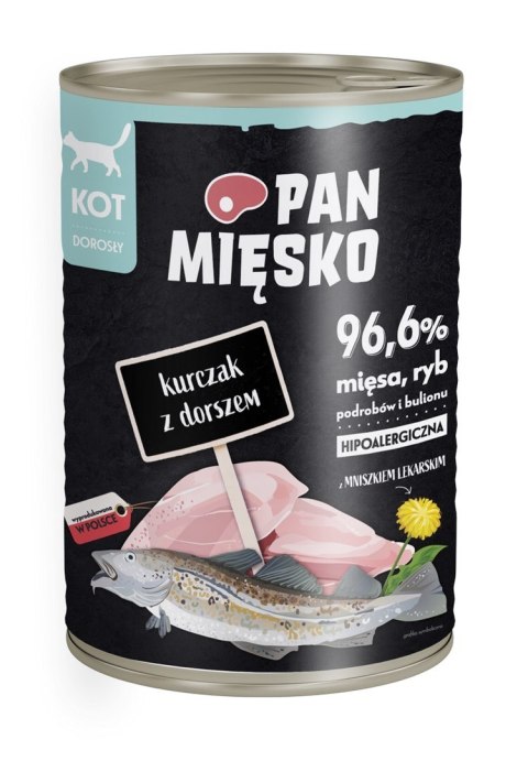 PAN MIĘSKO Pan Mięsko Kurczak z dorszem (dorosły) - karma mokra dla kotów - 400g