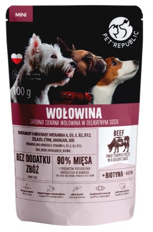 PetRepublic PET REPUBLIC Mini Drobno siekana wołowina - mokra karma dla psa - 100 g