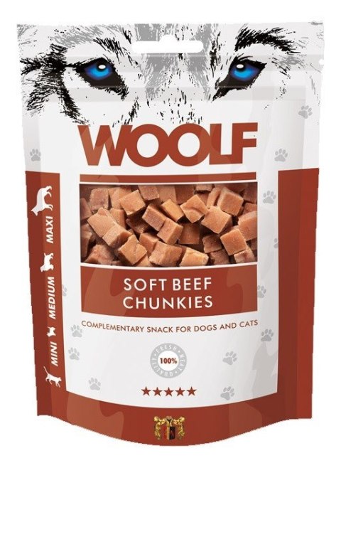 WOOLF WOOLF Przysmak Soft Beef dla psa CHUNKIES