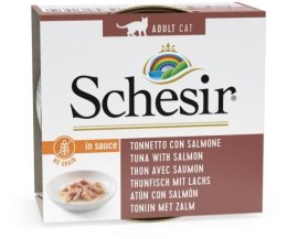 Agras Pet Foods SCHESIR Adult IN SAUCE Tuńczykiem z łososiem w sosie 70g