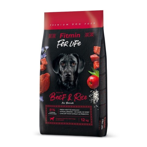 FITMIN FITMIN Dog for life Beef & Rice - sucha karma dla psa - 12 kg