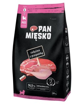 PAN MIĘSKO PAN MIĘSKO Cielęcina z przepiórką (szczeniak) chrupki L - Karma sucha dla psa - 20kg