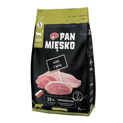 PAN MIĘSKO Pan Mięsko Karma sucha dla kota Indyk z gęsią (dorosły) chrupki S 5kg