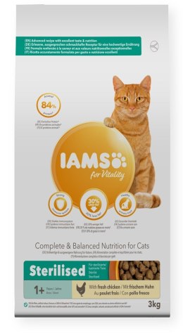 EUKANUBA IAMS for Vitality Sterilised ze świeżym kurczakiem 3 kg kot