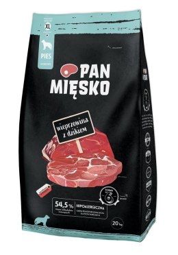 PAN MIĘSKO PAN MIĘSKO Wieprzowina z dzikiem (dorosły) chrupki XL - Karma sucha dla psa - 20kg