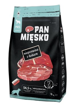 PAN MIĘSKO PAN MIĘSKO Wieprzowina z dzikiem (dorosły) chrupki M - Karma sucha dla psa - 9kg