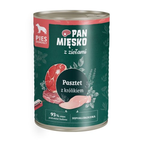 PAN MIĘSKO Pan Mięsko z Ziołami Pasztet z królikiem (dorosły) - karma mokra dla psów - 400g