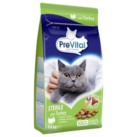 PREVITAL PREVITAL Sterile - Z indykiem karma sucha - Pełnoporcjowa karma dla dorosłych kotów - 1,4kg.