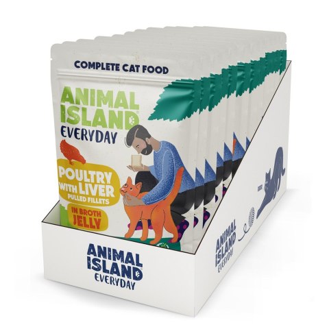 ANIMAL ISLAND Animal Island NEW JELLY EVERYDAY 12-PACK SASZETKA 12X85g drób z wątróbką w galaretce ANIMAL ISLAND Animal Island NEW JELLY EVERYDAY 12-PACK SASZETKA 12X85g drób z wątróbką w galaretce