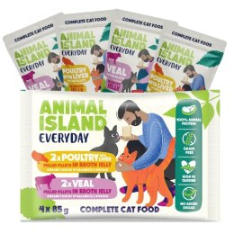 ANIMAL ISLAND Animal Island NEW JELLY EVERYDAY 4-PACK SASZETKA 4X85g dróg z wątróbką, cielęcina