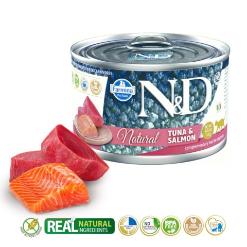 Farmina FARMINA N&D Cat Natural Tuńczyk&Łosoś - mokra karma dla kota - 140 g Farmina FARMINA N&D Cat Natural Tuńczyk&Łosoś - mokra karma dla kota - 140 g