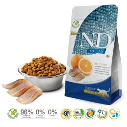Farmina FARMINA N&D Cat Ocean Herring&Orange Neutered - sucha karma dla kota - 300g