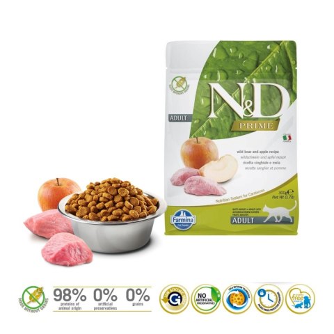 Farmina FARMINA N&D Prime Cat Boar and Apple Adult - sucha karma dla kota - 300 g Farmina FARMINA N&D Prime Cat Boar and Apple Adult - sucha karma dla kota - 300 g