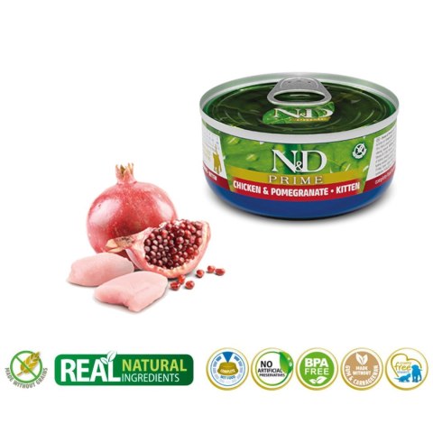 Farmina FARMINA N&D Prime Chicken & Pomegranate Kitten - mokra karma dla kociąt - 70 g Farmina FARMINA N&D Prime Chicken & Pomegranate Kitten - mokra karma dla kociąt - 70 g
