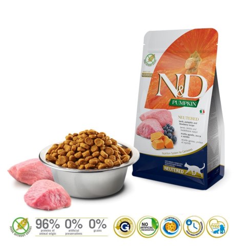 Farmina FARMINA N&D Pumpkin Cat Lamb&Blueberry Neutered - sucha karma dla kota - 300 g Farmina FARMINA N&D Pumpkin Cat Lamb&Blueberry Neutered - sucha karma dla kota - 300 g
