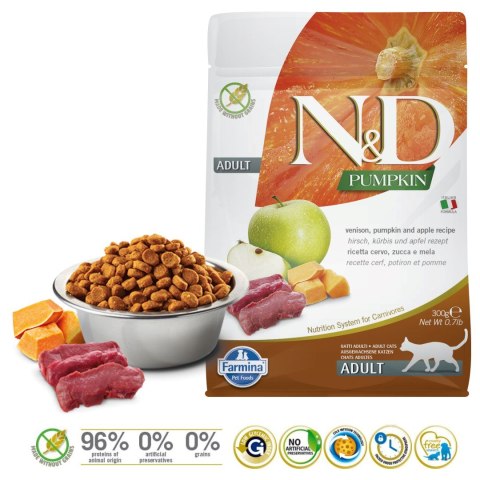 Farmina FARMINA N&D Pumpkin Cat Venison and Apple Adult - sucha karma dla kota - 300 g Farmina FARMINA N&D Pumpkin Cat Venison and Apple Adult - sucha karma dla kota - 300 g