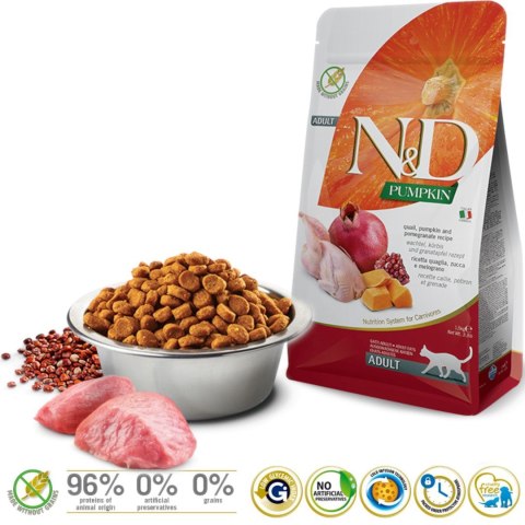 Farmina FARMINA N&D Quail, Pumpkin & Pomegranate Recipe - sucha karma dla kota - 1,5kg Farmina FARMINA N&D Quail, Pumpkin & Pomegranate Recipe - sucha karma dla kota - 1,5kg