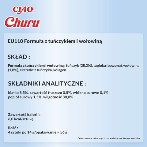 INABA INABA CHURU tuńczyk/wołowina przysmak kot 4x14g INABA INABA CHURU tuńczyk/wołowina przysmak kot 4x14g