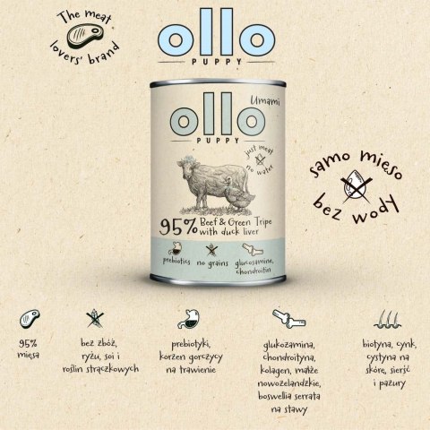 OLLO Ollo Puppy Umami Woł. żwacze z Kaczą Wątrobą 400g OLLO Ollo Puppy Umami Woł. żwacze z Kaczą Wątrobą 400g