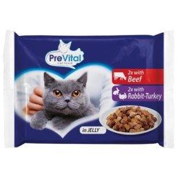 PREVITAL PREVITAL woł,królik w galaretce dla kotów 4x100g
