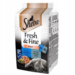 Sheba Sheba Fresh Fine mix kurczak łosoś indyk w sosie mokra karma dla kota 6x50g