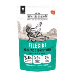 Wiejska zagroda Wiejska Zagroda Karma mokra dla kota Fileciki Kurczak z tuńczykiem (dorosły) 85g (12 szt/op)