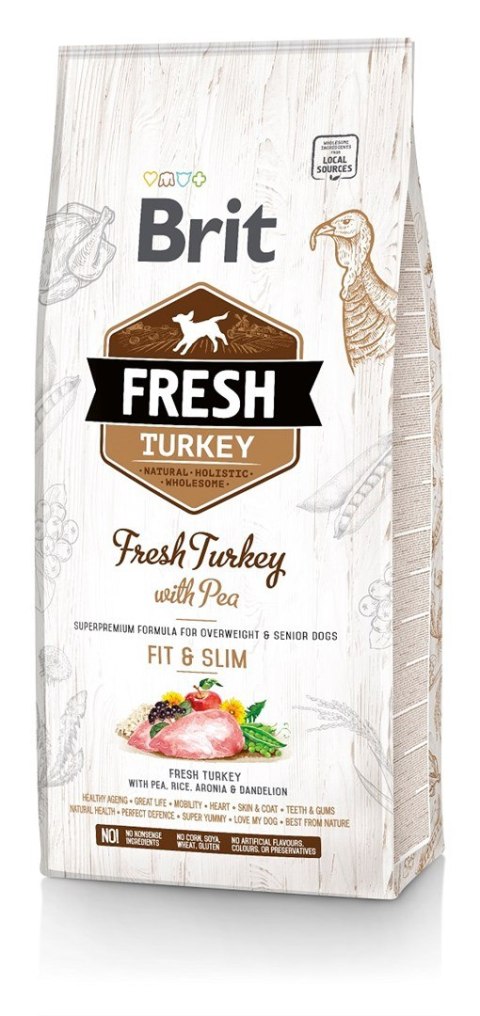 Brit BRIT Fresh Turkey & Pea fit & slim - sucha karma z indykiem dla psów o niskiej aktywności i z nadwagą - 12 kg Brit BRIT Fresh Turkey & Pea fit & slim - sucha karma z indykiem dla psów o niskiej aktywności i z nadwagą - 12 kg