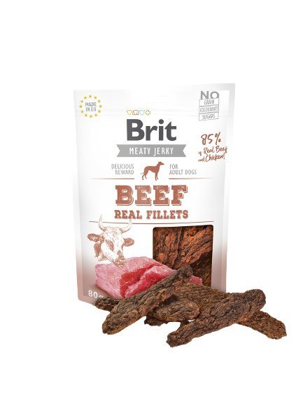 Brit Brit Jerky Beef Real Fillets - Wołowina - przysmak dla psa - 80g Brit Brit Jerky Beef Real Fillets - Wołowina - przysmak dla psa - 80g