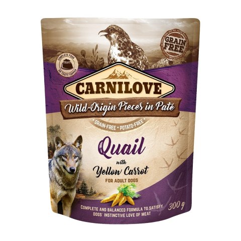 CARNILOVE CARNILOVE DOG POUCH QUAIL&YELLOW CARROT 300G CARNILOVE CARNILOVE DOG POUCH QUAIL&YELLOW CARROT 300G