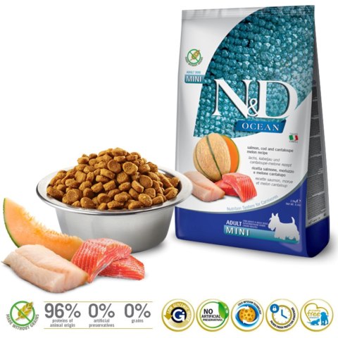 Farmina FARMINA N&D Ocean Dog Salmon, Cod&Cantaloupe - sucha karma dla psa - 2,5 kg Farmina FARMINA N&D Ocean Dog Salmon, Cod&Cantaloupe - sucha karma dla psa - 2,5 kg