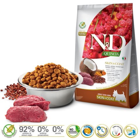 Farmina FARMINA N&D Quinoa Dog Skin&Coat Venison, Coconut Adult Mini - sucha karma dla psa - 2.5 kg Farmina FARMINA N&D Quinoa Dog Skin&Coat Venison, Coconut Adult Mini - sucha karma dla psa - 2.5 kg