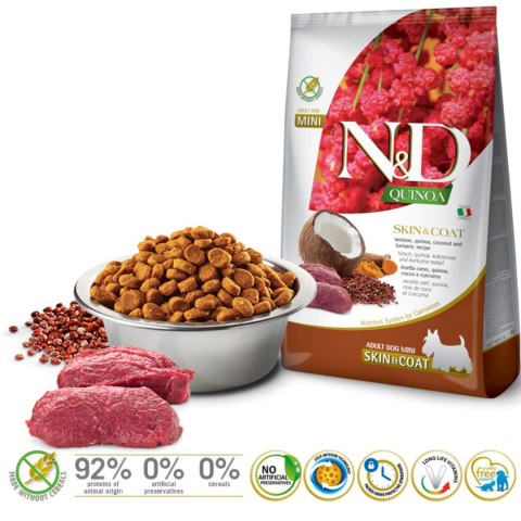 Farmina FARMINA N&D Quinoa Dog Skin&Coat Venison, Coconut Adult Mini - sucha karma dla psa - 800 g Farmina FARMINA N&D Quinoa Dog Skin&Coat Venison, Coconut Adult Mini - sucha karma dla psa - 800 g