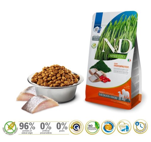 Farmina FARMINA N&D Spirulina Herring Adult Medium&Maxi - sucha karma dla psa - 7 kg Farmina FARMINA N&D Spirulina Herring Adult Medium&Maxi - sucha karma dla psa - 7 kg