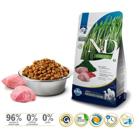 Farmina FARMINA N&D Spirulina Lamb Adult Medium&Maxi - sucha karma dla psa - 7 kg Farmina FARMINA N&D Spirulina Lamb Adult Medium&Maxi - sucha karma dla psa - 7 kg