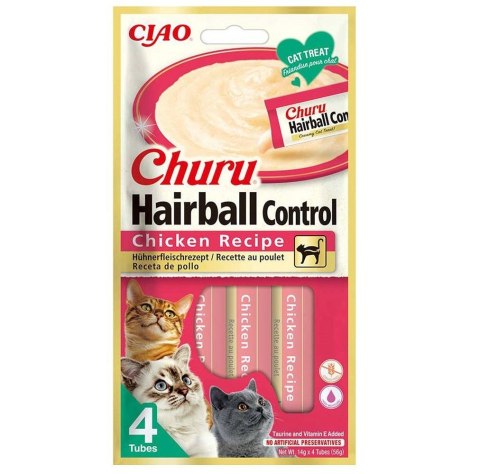 INABA INABA CAT CHURU HAIRBALL CHICKEN 4x14g (56g) INABA INABA CAT CHURU HAIRBALL CHICKEN 4x14g (56g)