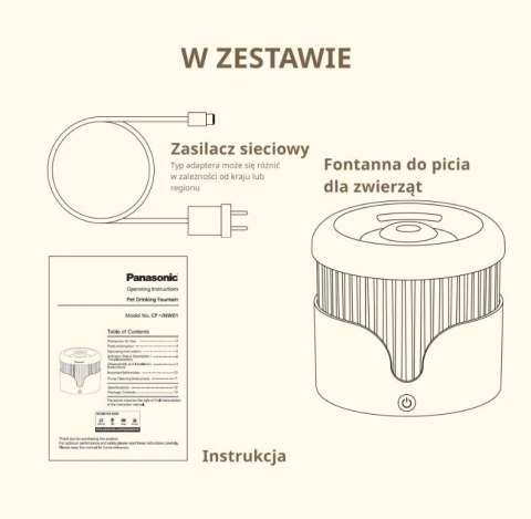 Panasonic Poidło fontannowe dla zwierząt Panasonic CP-JNW01CW, białe Panasonic Poidło fontannowe dla zwierząt Panasonic CP-JNW01CW, białe