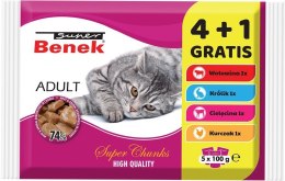 Super Benek SUPER BENEK Adult - mokra karma dla kota - 4+1 100 g GRATIS!