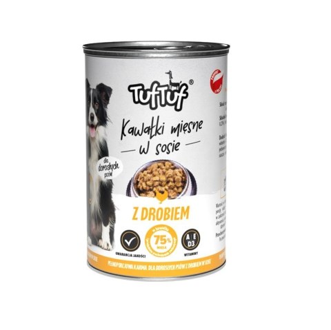 TufTuf Tuf Tuf kawałki mięsne z drobiem dla psa puszka 415g TufTuf Tuf Tuf kawałki mięsne z drobiem dla psa puszka 415g