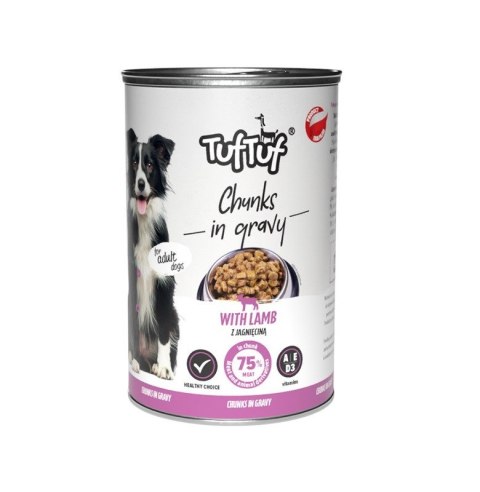 TufTuf Tuf Tuf kawałki mięsne z jagnięciną dla psa puszka 415g TufTuf Tuf Tuf kawałki mięsne z jagnięciną dla psa puszka 415g