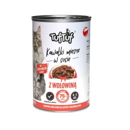 TufTuf Tuf Tuf kawałki mięsne z wołowiną dla kota puszka 415g
